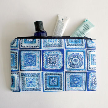 Portugal Tiles Blue And White Cotton Cosmetics Bag, 6 of 9