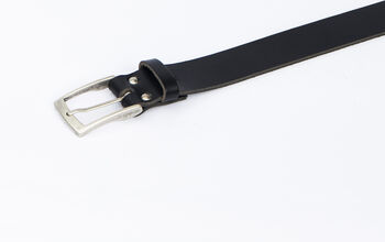 Handmade Black Leather Belt Men's English Leather 35mm Wide, 3 of 10