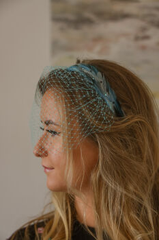 Turquoise Feather And Crystal Headband 'Marina', 6 of 11