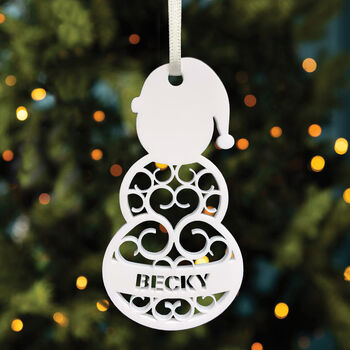 Personalised Spiral Snowman Christmas Tree Decoration, 6 of 6