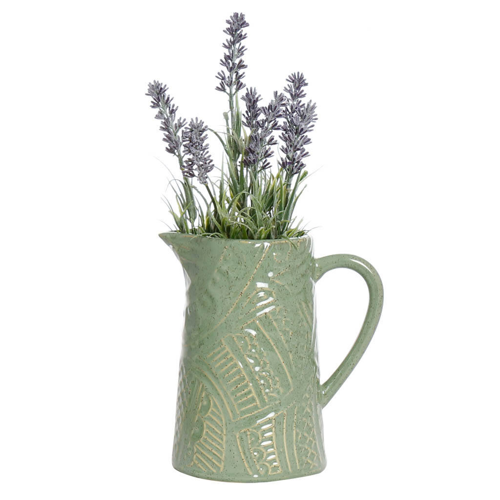 Farmhouse Green Washed Stone Jug Vase By Dibor