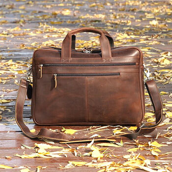 Genuine Leather Briefcase Laptop Bag Business, 2 of 12