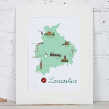 Lancashire County Map Illustration Print, 4 of 8