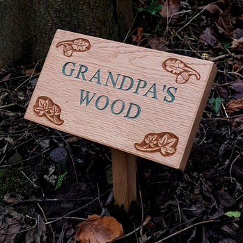Personalised Engraved Oak Plaque With Stake, 3 of 4