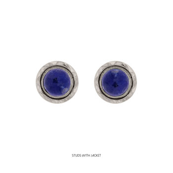 Maya Lapis Lazuli Stud Earrings Silver Or Gold Plated, 6 of 11