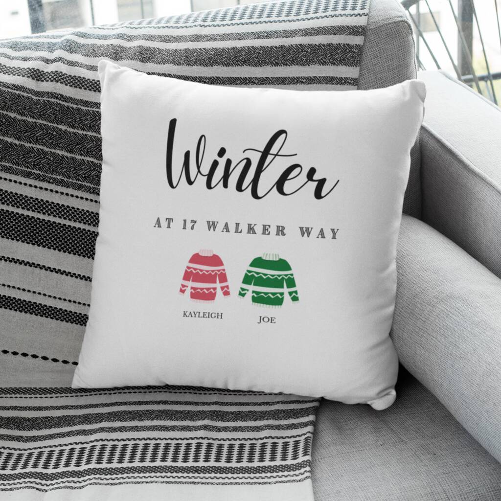 Personalised 'Winter At' Home Cushion, 1 of 4