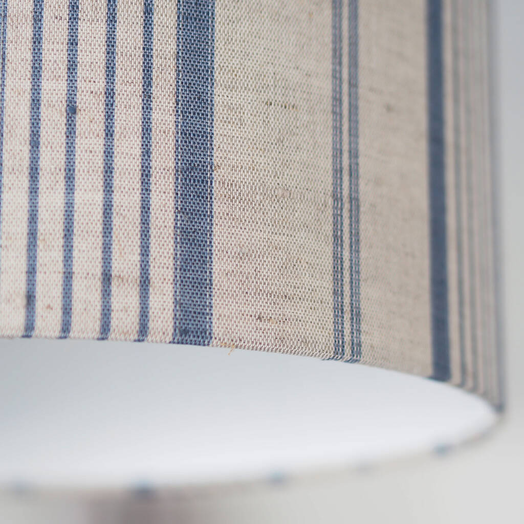 Natural And Blue Stripe Linen Lampshade By Quirk