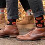 Halloween Pumpkins Novelty Bamboo Socks Men's Black Orange, thumbnail 1 of 3