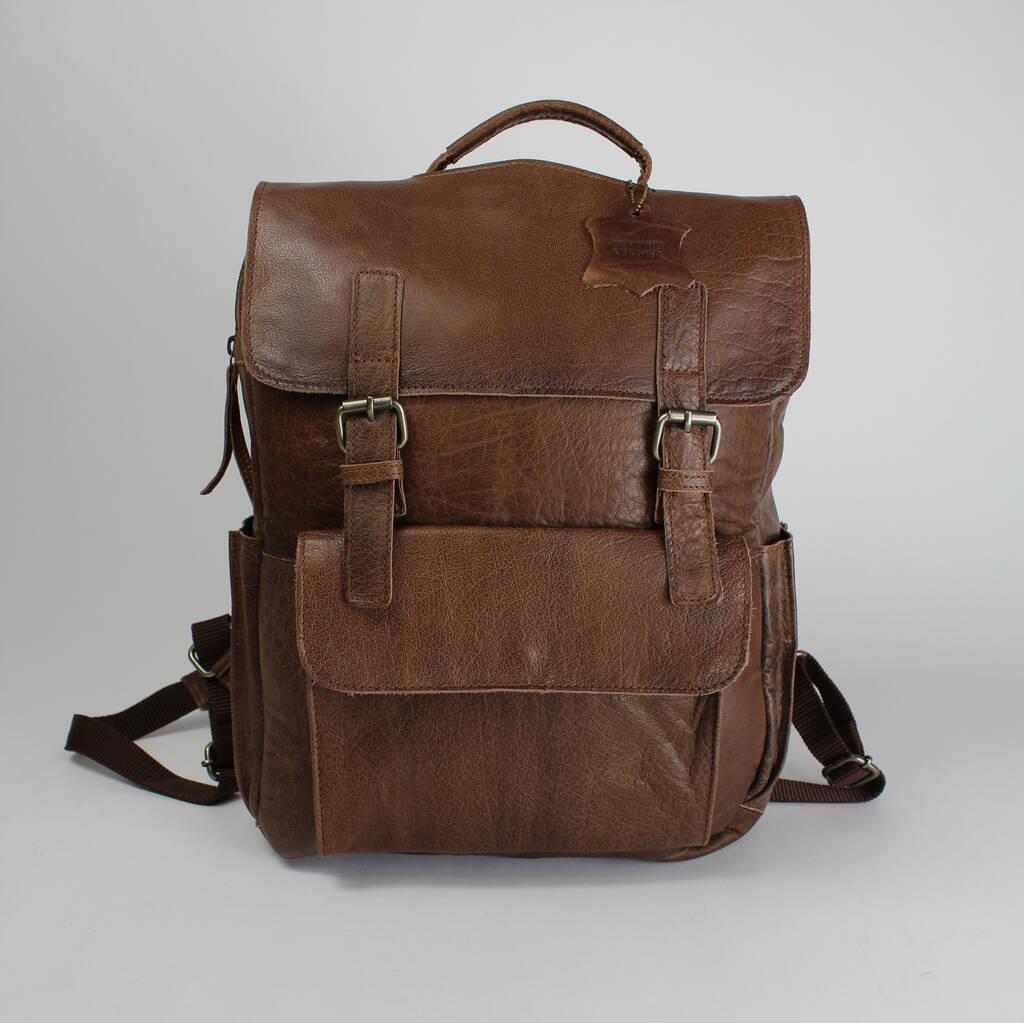 'Kingsley' Leather 15' Laptop Backpack Hickory By Vintage Child ...