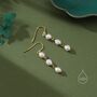 Sterling Silver Irregular Shape Pearl Trio Drop Hook Earrings, thumbnail 7 of 11
