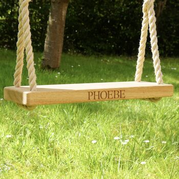 Personalised Oak Rope Tree Swing, 2 of 11