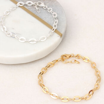 Personalised Gold Plated Or Silver Flat Link Bracelet, 3 of 6