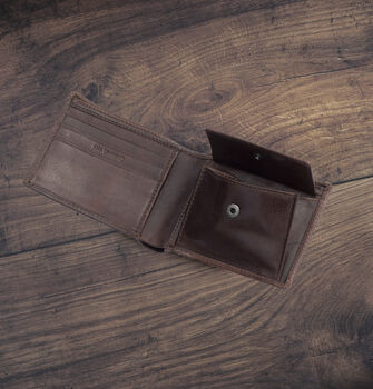 Men's Dark Brown Wallet Luxury Italian Leather Bifold Rfid Protected, 6 of 8