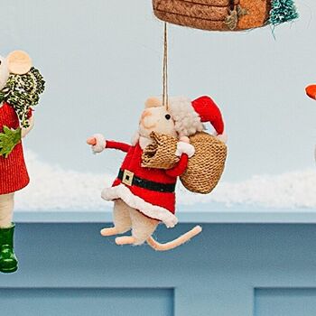 Father Christmas Mouse Felt Hanging Decoration, 4 of 4