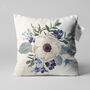 White Anemone Floral Cushion Cover With White And Blue, thumbnail 1 of 7