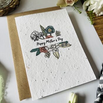 Plantable Floral Happy Mother's Day Flowers Card, Seeded Card, 2 of 2