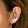 Love Rocks Turquoise Silver Ear Climber Earrings, thumbnail 1 of 8