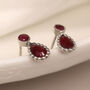 Sterling Silver Teardrop Ruby Stud Earrings, thumbnail 5 of 10