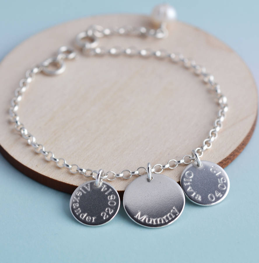 Personalised Charm Silver Bracelet By Nina Louise Personalised Charm Silver Bracelet