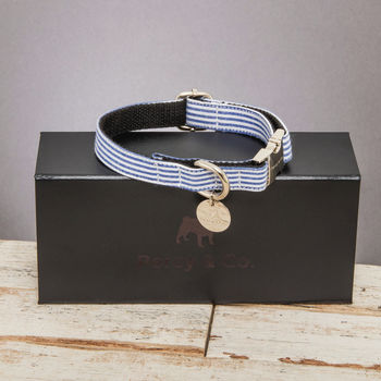 The Chichester Horizontal Blue Striped Dog Collar, 2 of 3