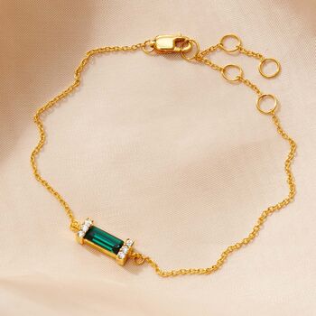 18k Gold Vermeil Birthstone Baguette Bracelet, 2 of 12