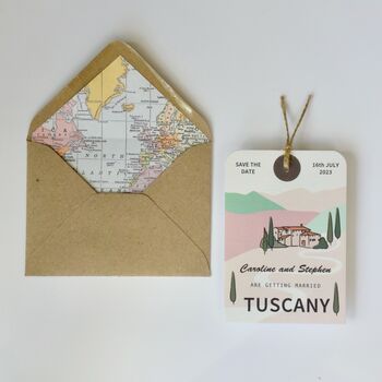 Tuscany Save The Date Luggage Tag Or Bespoke Illustration, 2 of 6