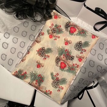 Bows And Pinecones Scarf In Personalised Gift Box, 2 of 10