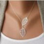 Twin Filigree Leaf Y Shape Lariat Adjustable Necklace, thumbnail 4 of 6