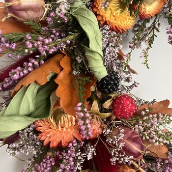 Dahlia, Heather And Blackberry Mini Autumn Wreath, 10 of 10