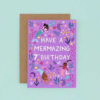 Any Age Mermaid Birthday Card, Girls Birthday Card, 8 of 9
