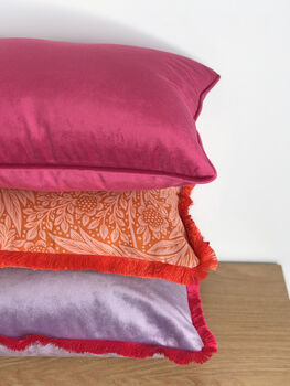 Bright Pink Velvet Piped 13' x 18' Cushion Cover, 3 of 5