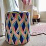 Round Pouffe In Pink Abstract Velvet, thumbnail 1 of 2