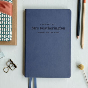Personalised 'Property Of' Vegan Leather Notebook, 8 of 10