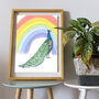 Peacock And Rainbow Art Print, thumbnail 1 of 3