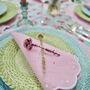 Pair Of Scalloped Embroidered Pink Linen Napkins, thumbnail 7 of 10