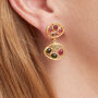 Tourmaline Cabuchon Gold Plated Silver Stud Earrings, thumbnail 2 of 12