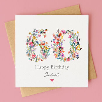 Personalised Wildflower 60th Birthday Card, 2 of 5