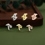 Sterling Silver Mismatched Chanterelle Mushroom 16 G Flat Back Labret Earrings, thumbnail 4 of 12