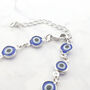 Blue Evil Eye Silver Good Luck Protection Necklace, thumbnail 4 of 5
