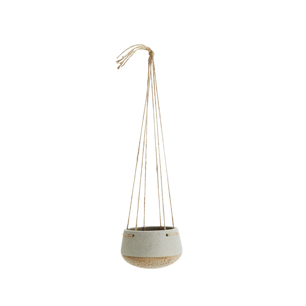 Ceramic Hanging Planter Pot With Jute String By Lilac Coast