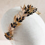 Black Crystal And Gold Leaf Bridal Crown, thumbnail 5 of 7