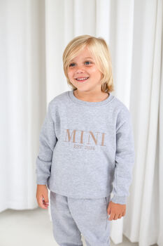 Mama Est Embroidered Personalised Jumper And Jogger Set Matching Mini Available, 8 of 12