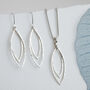 Hammered Sterling Silver Leaf Outline Drop Earrings, thumbnail 5 of 7