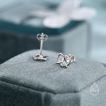 Extra Tiny Pretzel Heart Knot Earrings, 3 of 12