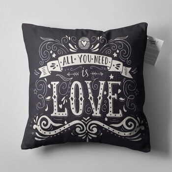 All You Need Is Love Cushion Cover With Black And White, 5 of 7