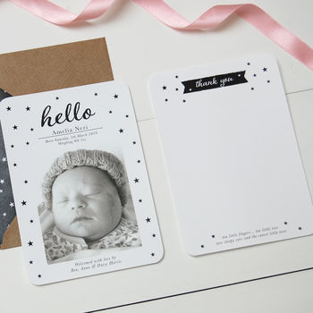 New Baby Photo Birth Announcement Thank You Card, 5 of 9