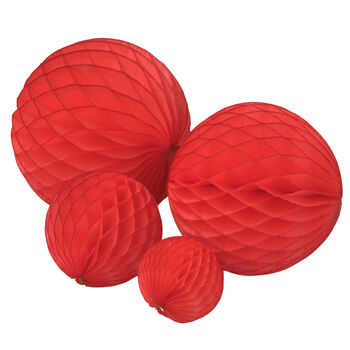 Red Tissue Paper Honeycomb Ball Decorations, 3 of 4