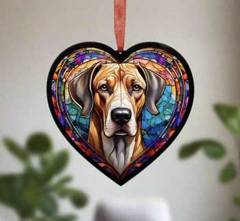 Great Dane Stained Glass Effect Heart Suncatcher, 3 of 5