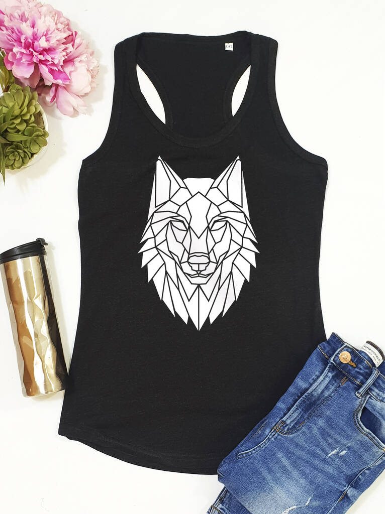 Ladies Wolf Tank Top By Stencilize | notonthehighstreet.com