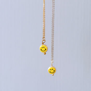 No Bad Days Pearl Smiley Face Necklace, 4 of 9
